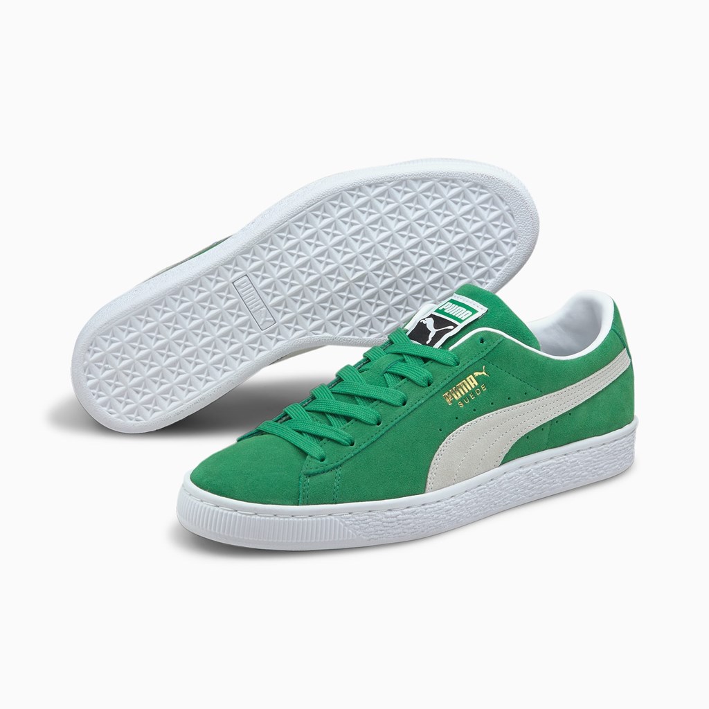 Amazon Green / White Puma Suede Teams Men's Sneakers | 6148HQCWP