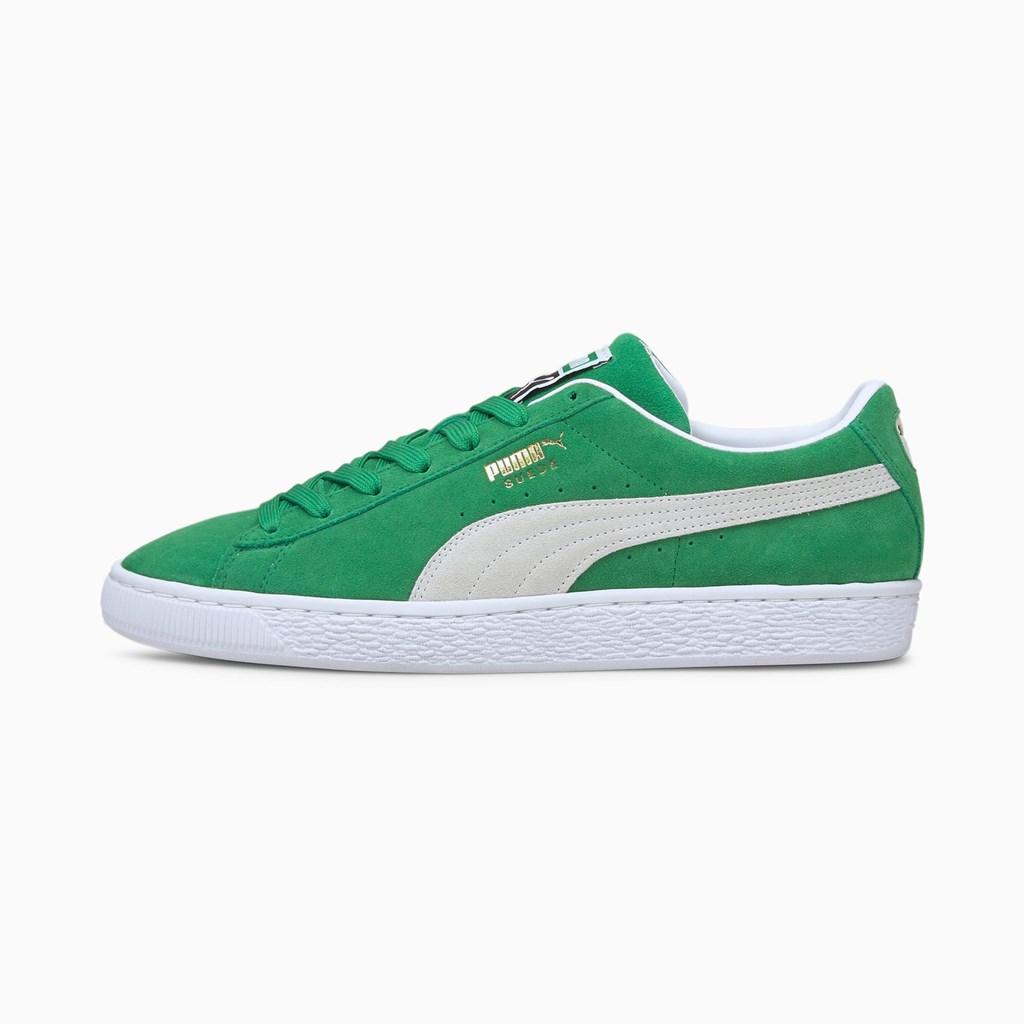 Amazon Green / White Puma Suede Teams Men\'s Sneakers | 6148HQCWP