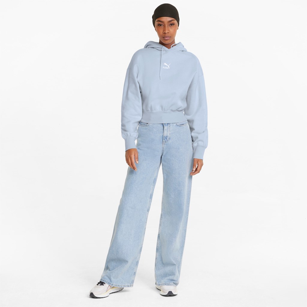 Arctic Ice Puma Classics Cropped Women's Hoodie | 3709KYNZG