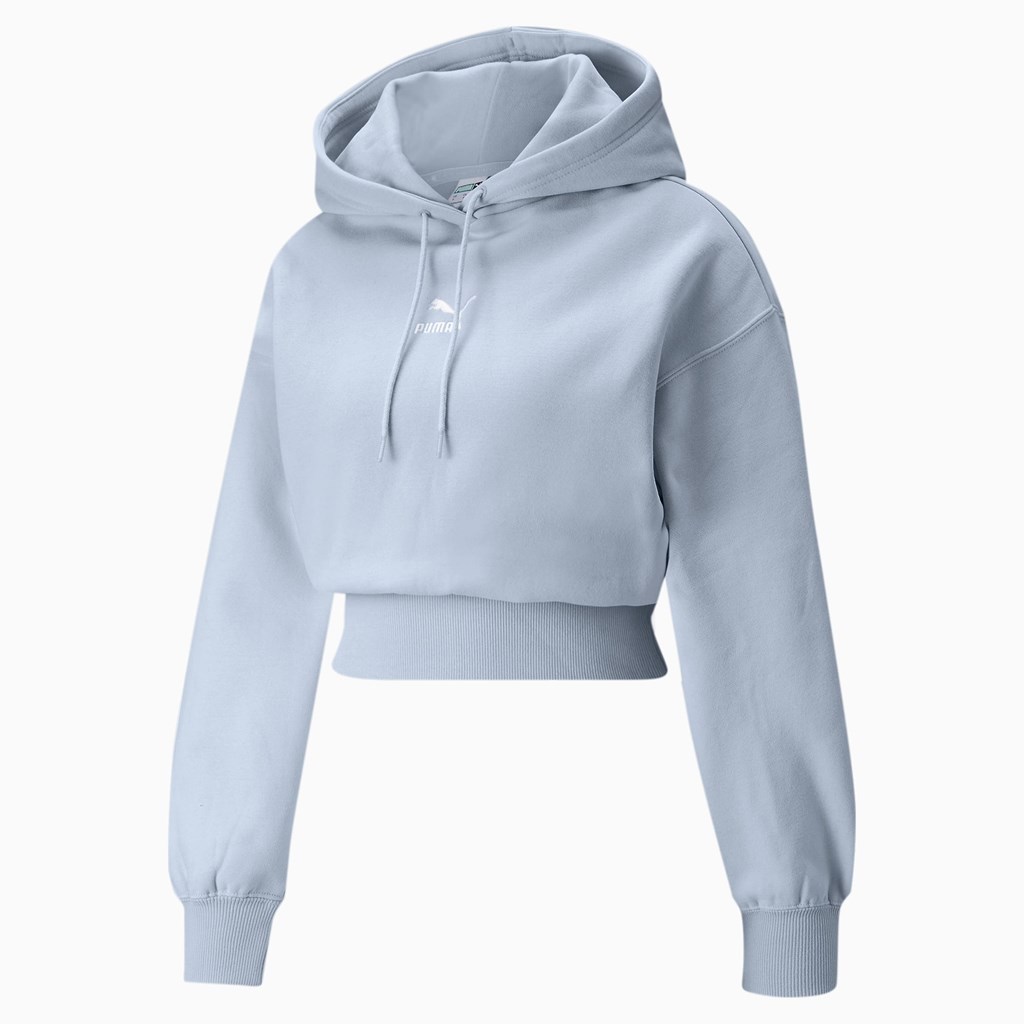 Arctic Ice Puma Classics Cropped Women's Hoodie | 3709KYNZG