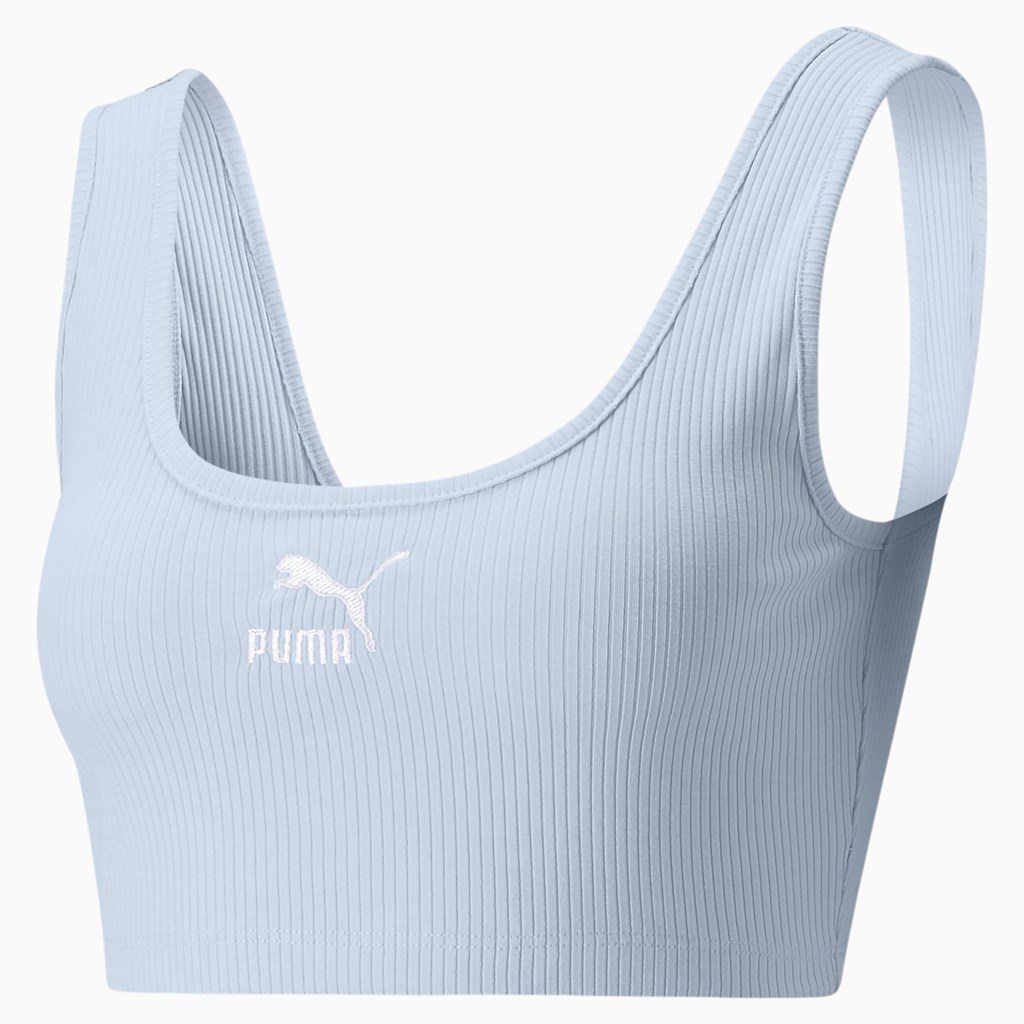 Arctic Ice Puma Classics Ribbed Crop Women's Top | 1784SHFKX