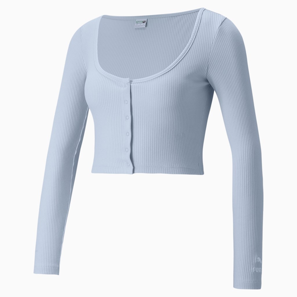 Arctic Ice Puma Classics Ribbed Long Sleeve Women's Tee | 7801WZSYM