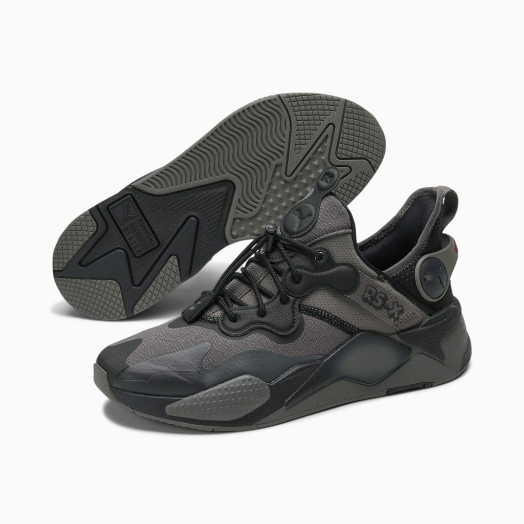 Asphalt / Black / Charcoal Gray Puma RS-X T3CH Funny Pages Men's Sneakers | 0462ZTWIU