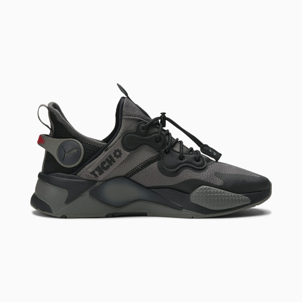 Asphalt / Black / Charcoal Gray Puma RS-X T3CH Funny Pages Men's Sneakers | 0462ZTWIU