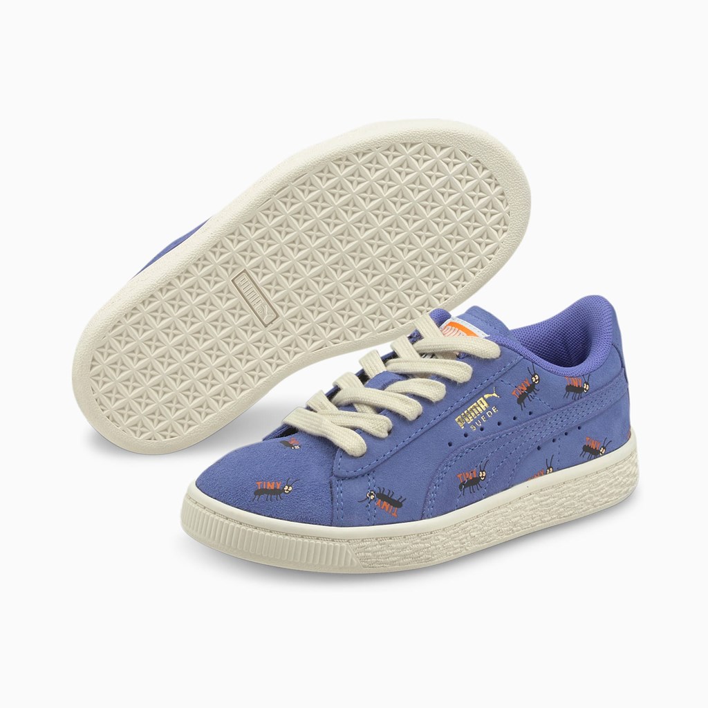 Baja Blue / Whisper White Puma PUMA x TINYCOTTONS Suede Little Girls' Sneakers | 7860HKGVD