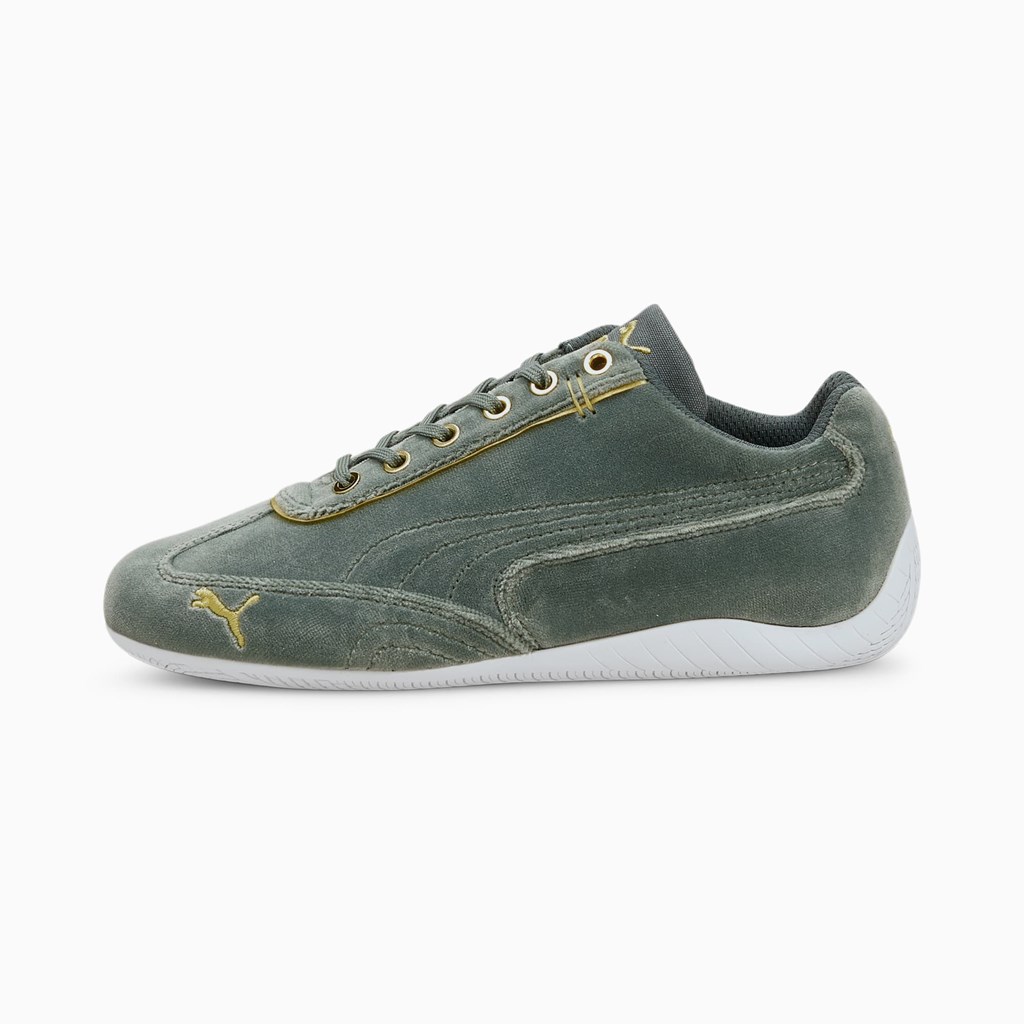 Balsam Green Team Gold Puma Speedcat Velvet  Women\'s Sneakers | 1640UGABI