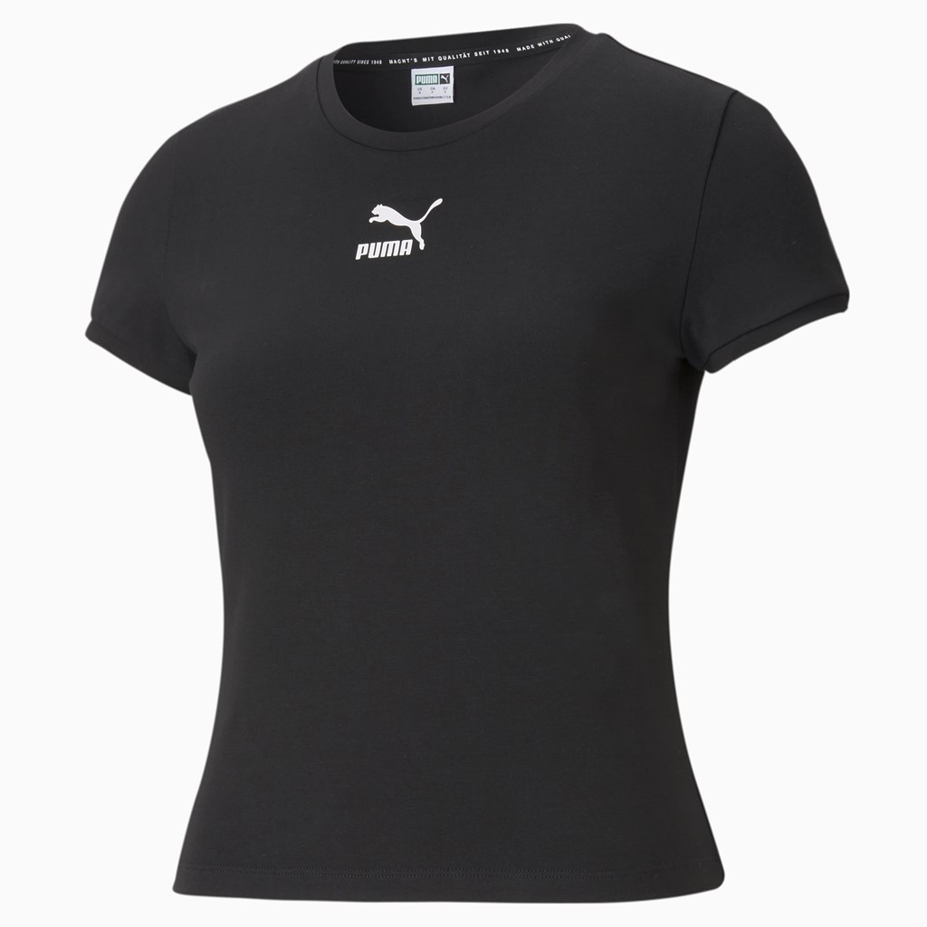 Black / 1 Puma Classics Women's Fitted Tee | 9576ZCDKP