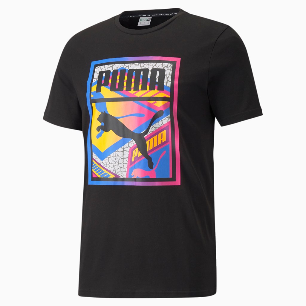 Black / 4 Puma Graphic Box Logo Play Men's Tee | 0415MCPOI