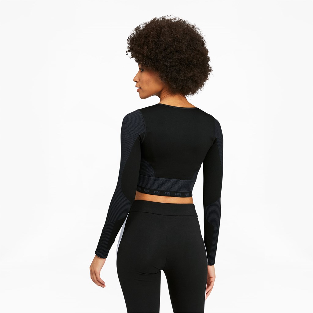 Black / Asphalt Puma FORMKNIT SEAMLESS Long Sleeve Training Women's Tee | 5361OFJDG