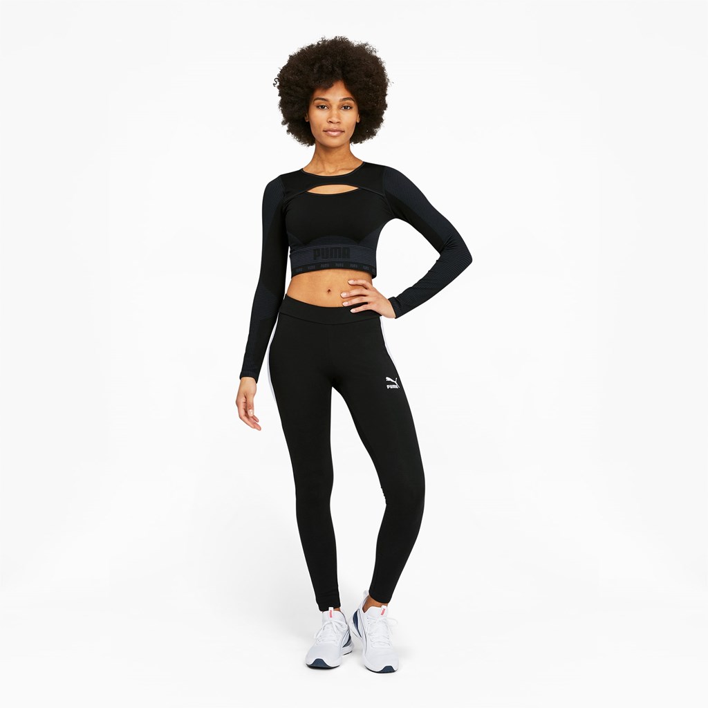 Black / Asphalt Puma FORMKNIT SEAMLESS Long Sleeve Training Women's Tee | 5361OFJDG