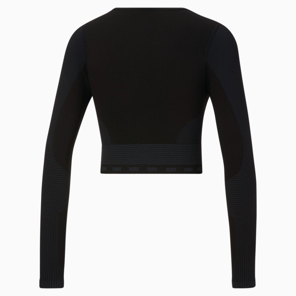 Black / Asphalt Puma FORMKNIT SEAMLESS Long Sleeve Training Women's Tee | 5361OFJDG