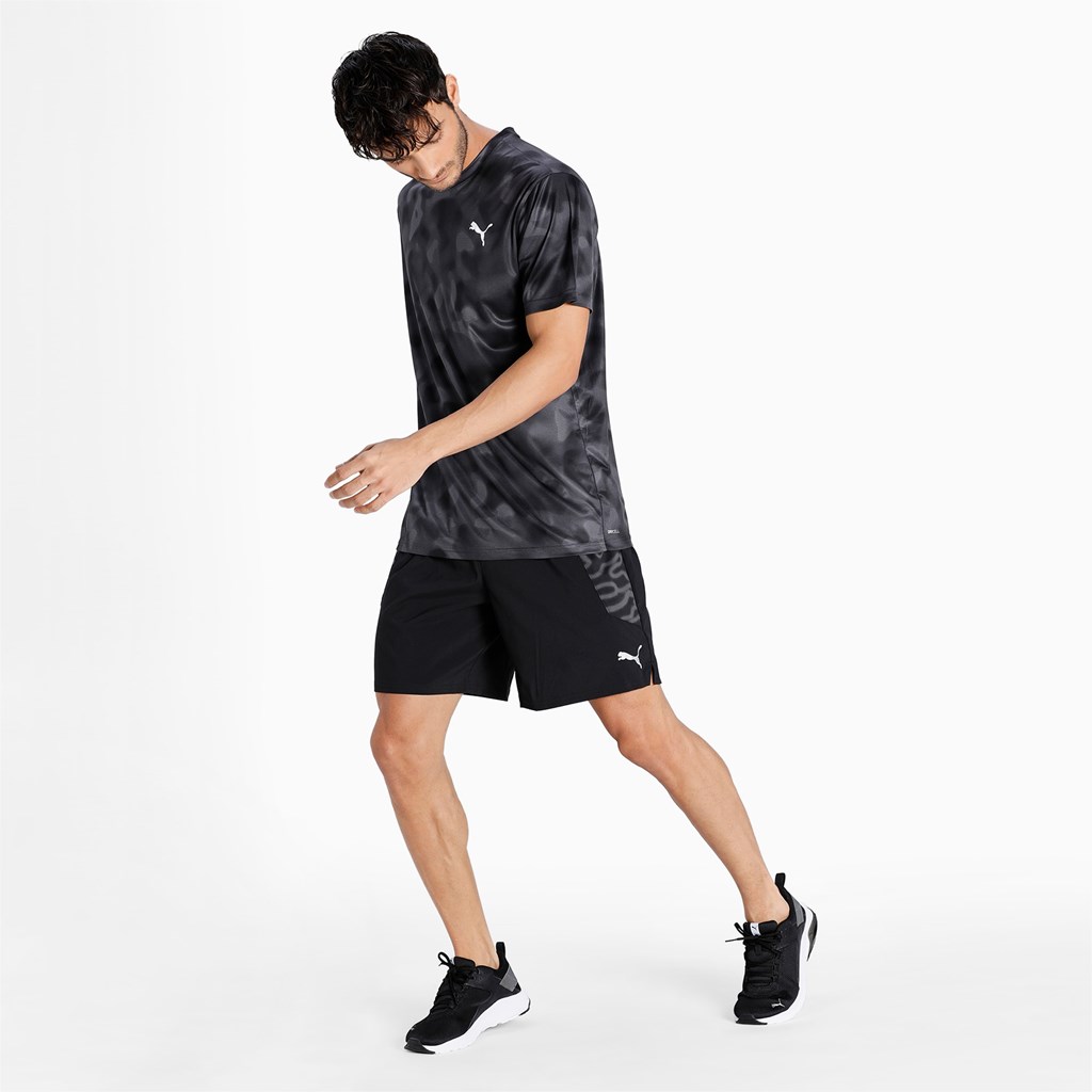 Black / Asphalt Puma Graphic 7 Running Men's Shorts | 1584QWGSF