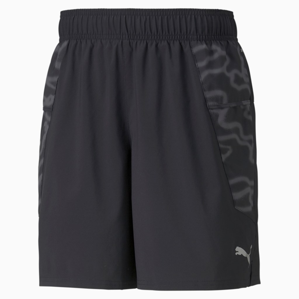 Black / Asphalt Puma Graphic 7 Running Men's Shorts | 1584QWGSF