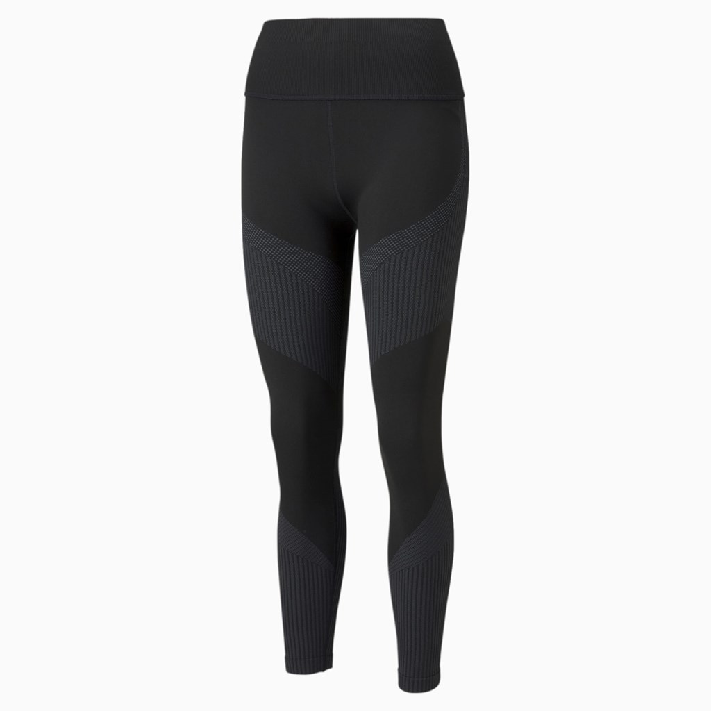 Black / Asphalt Puma Seamless High Waist 7/8 Training Women's Leggings | 6175TDRKV