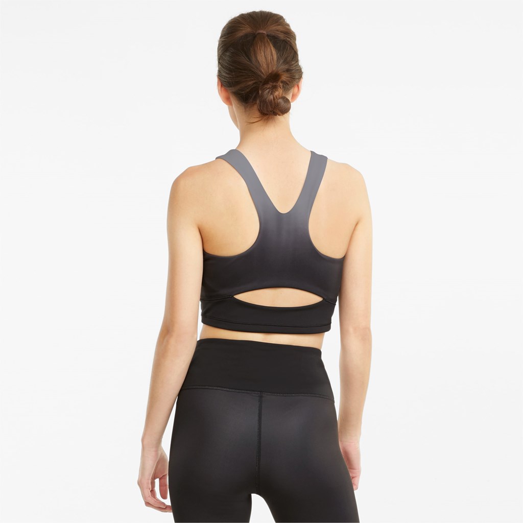 Black / Asphalt / ombre print Puma Studio Ombre Racerback Training Crop Women's Top | 6048NUQSJ