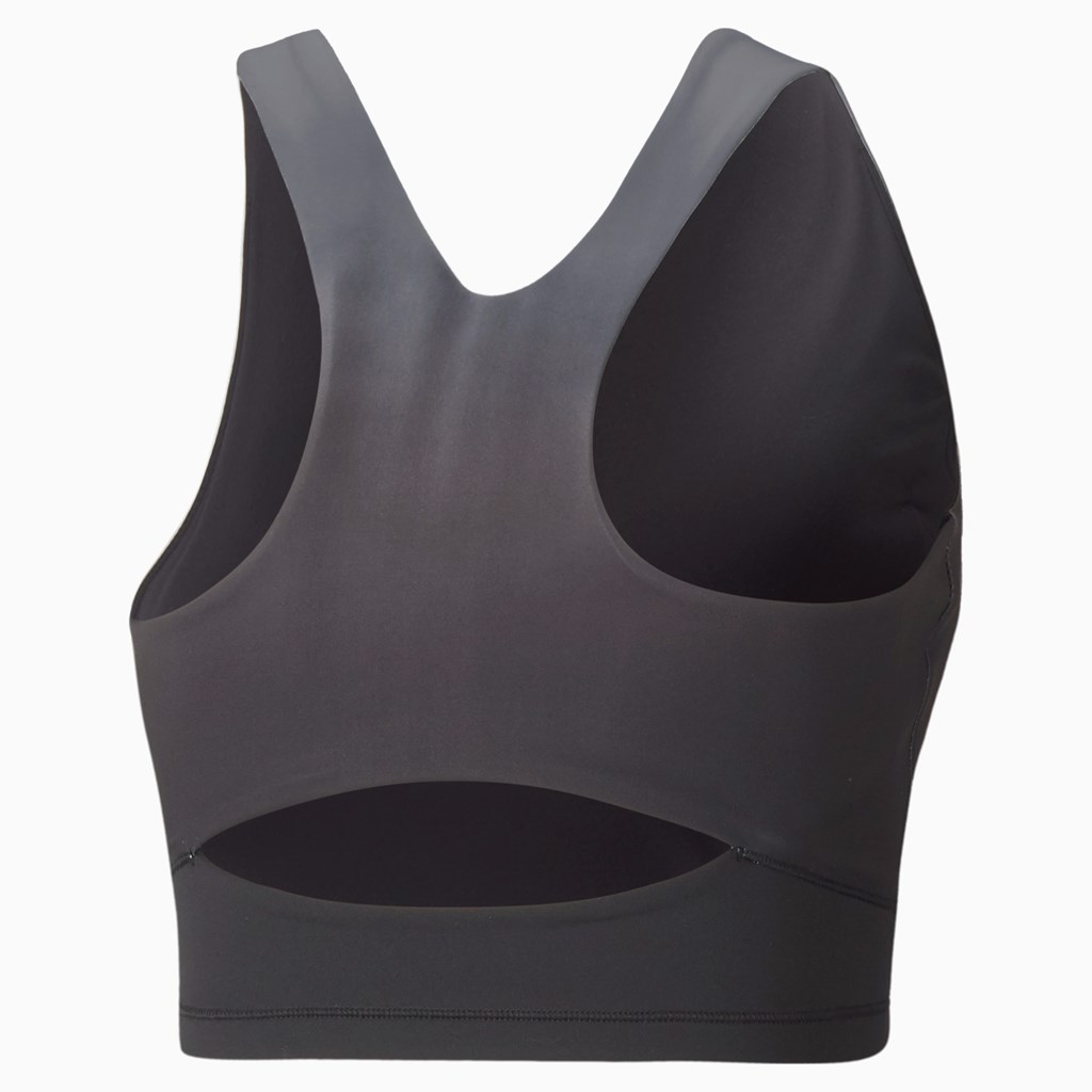 Black / Asphalt / ombre print Puma Studio Ombre Racerback Training Crop Women's Top | 6048NUQSJ