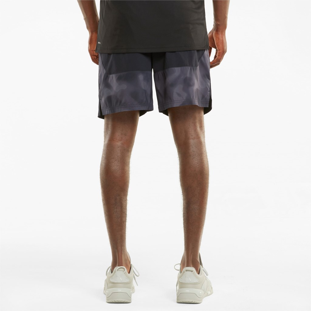 Black / BLACK AOP Q3 Puma Printed 8" Woven Training Men's Shorts | 5064ARDPS