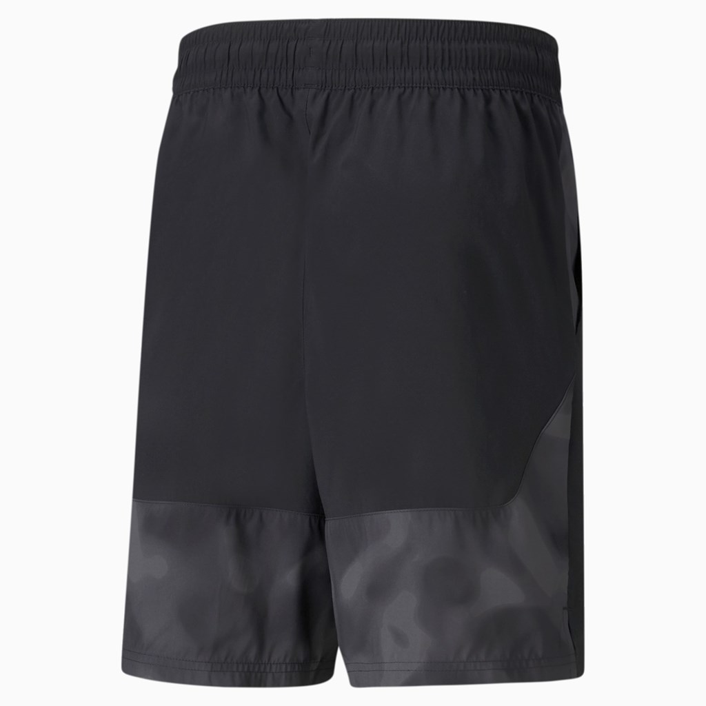 Black / BLACK AOP Q3 Puma Printed 8" Woven Training Men's Shorts | 5064ARDPS