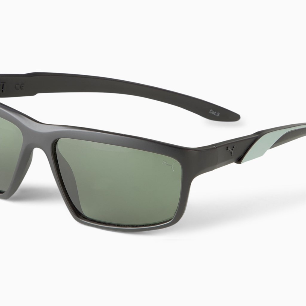 Black / Black / Green Puma Spark Men's Sunglasses | 8073AOWUL