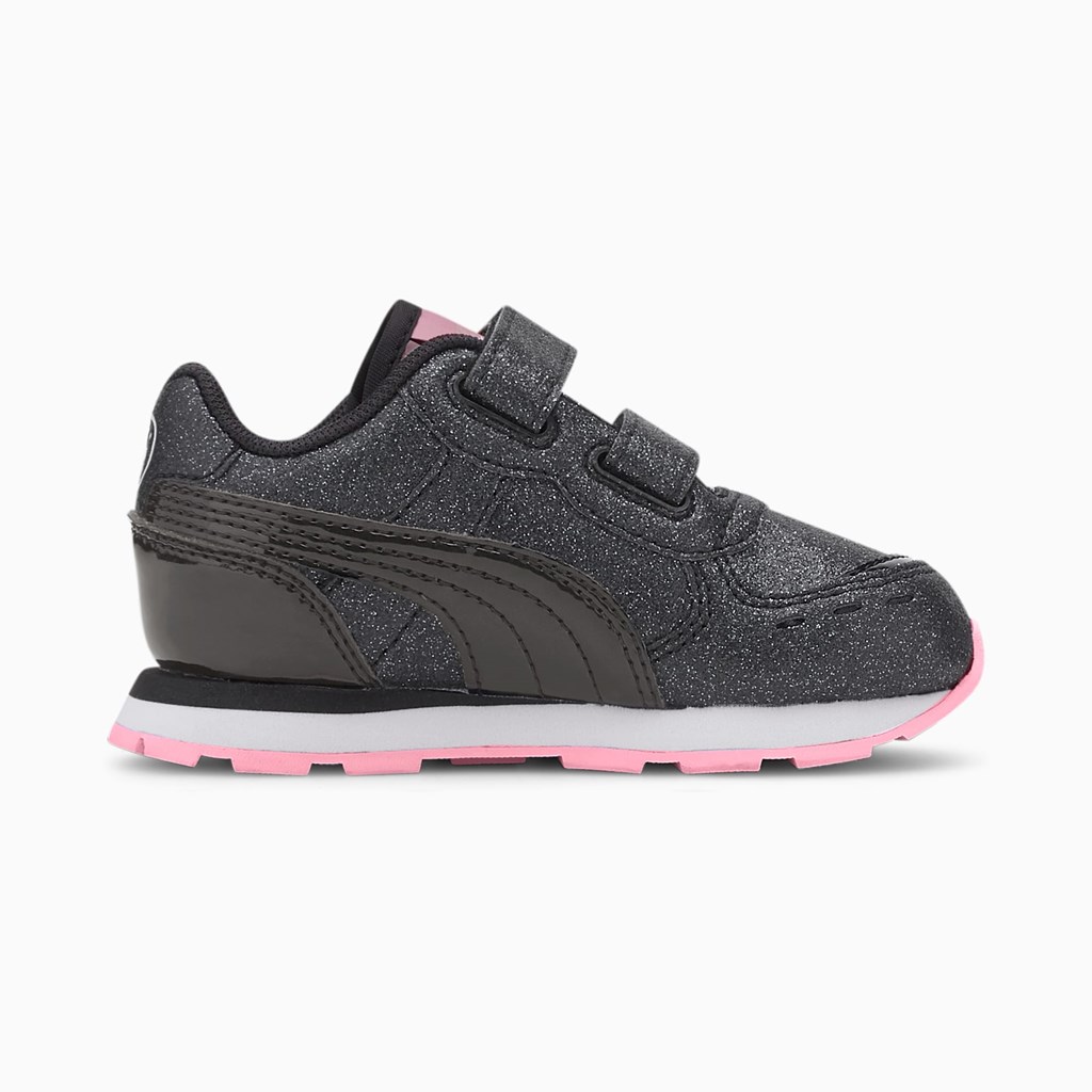 Black / Black / Pale Pink Puma Vista Glitz Toddler Girls' Sneakers | 4956NJOCI