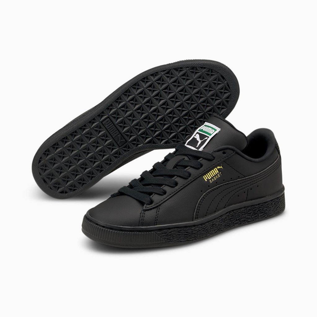 Black / Black Puma Basket Classic XXI JR Girls' Sneakers | 2378FHUGA