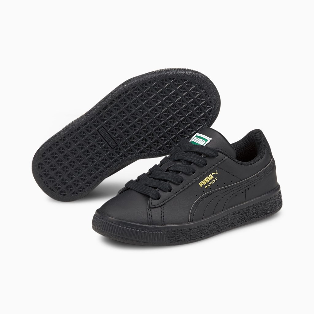 Black / Black Puma Basket Classic XXI Little Girls' Sneakers | 2685HBLDK