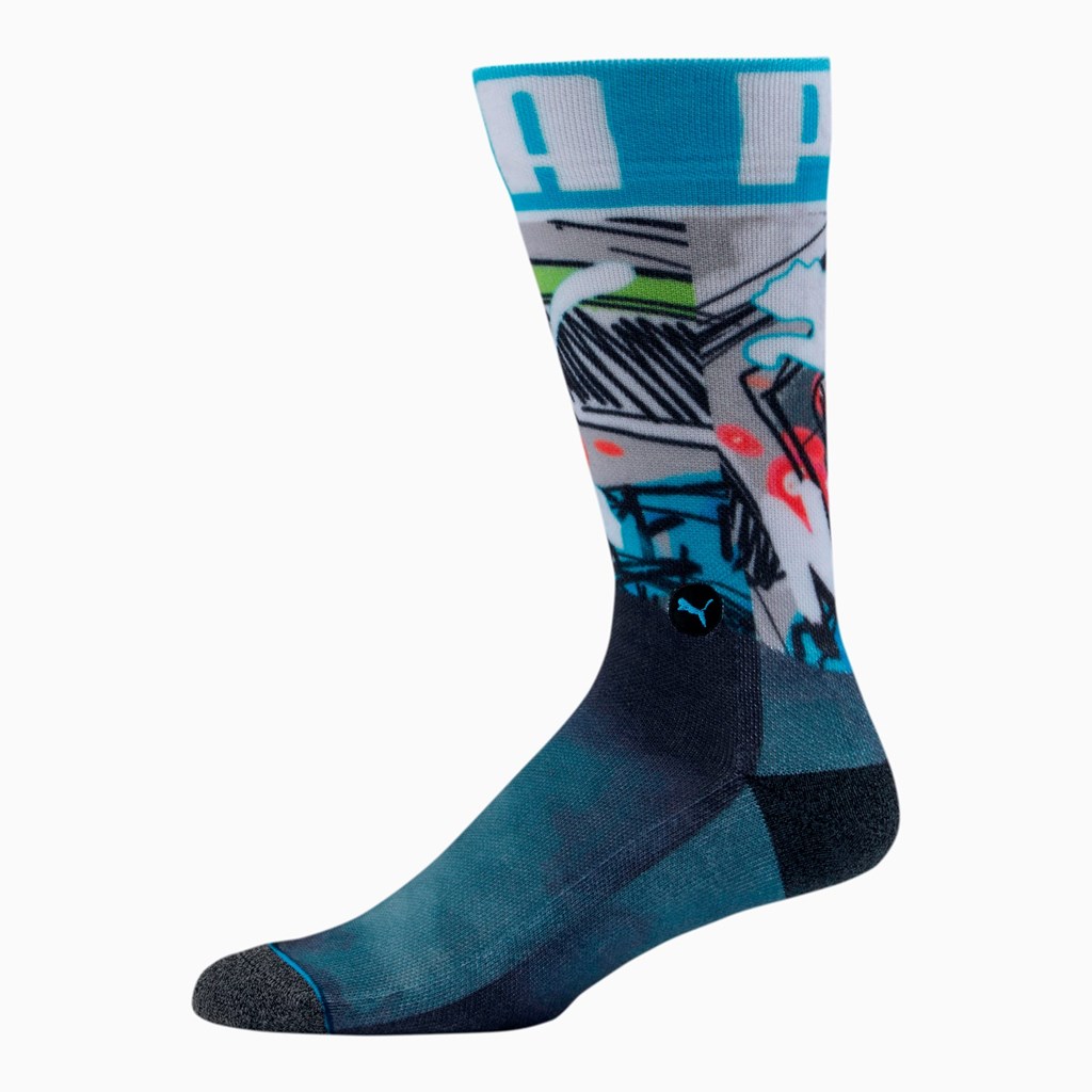 Black / Blue Puma Unisex Crew [1 Pair] Men\'s Socks | 3284MOIGD