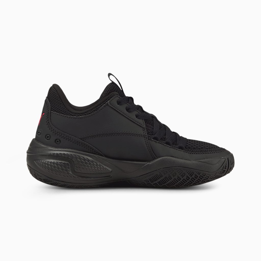 Black / Bluemazing Puma Court Rider 2.0 Pop JR Girls' Basketball Shoes | 2568ISFQJ