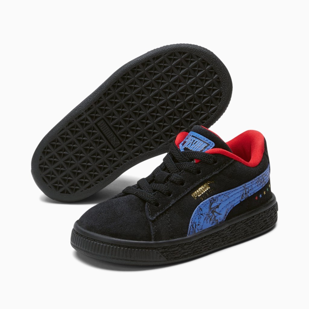 Black / Bluemazing Puma PUMA x DC Justice League Suede Toddler Girls' Sneakers | 0547JPTIW