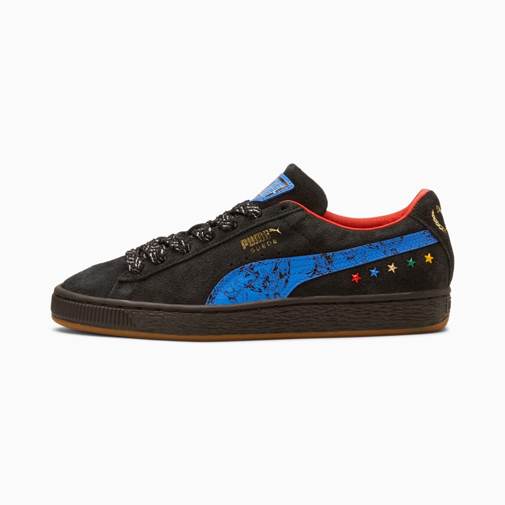 Black / Bluemazing Puma PUMA x DC Justice League Suede JR Girls\' Sneakers | 6289YMCDH