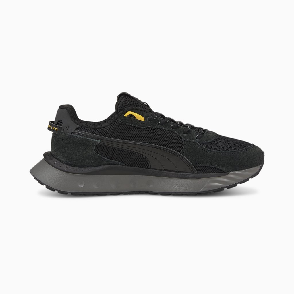 Black / Castlerock Puma Neymar Jr. Wild Rider Black Men's Sneakers | 2035LBAXG