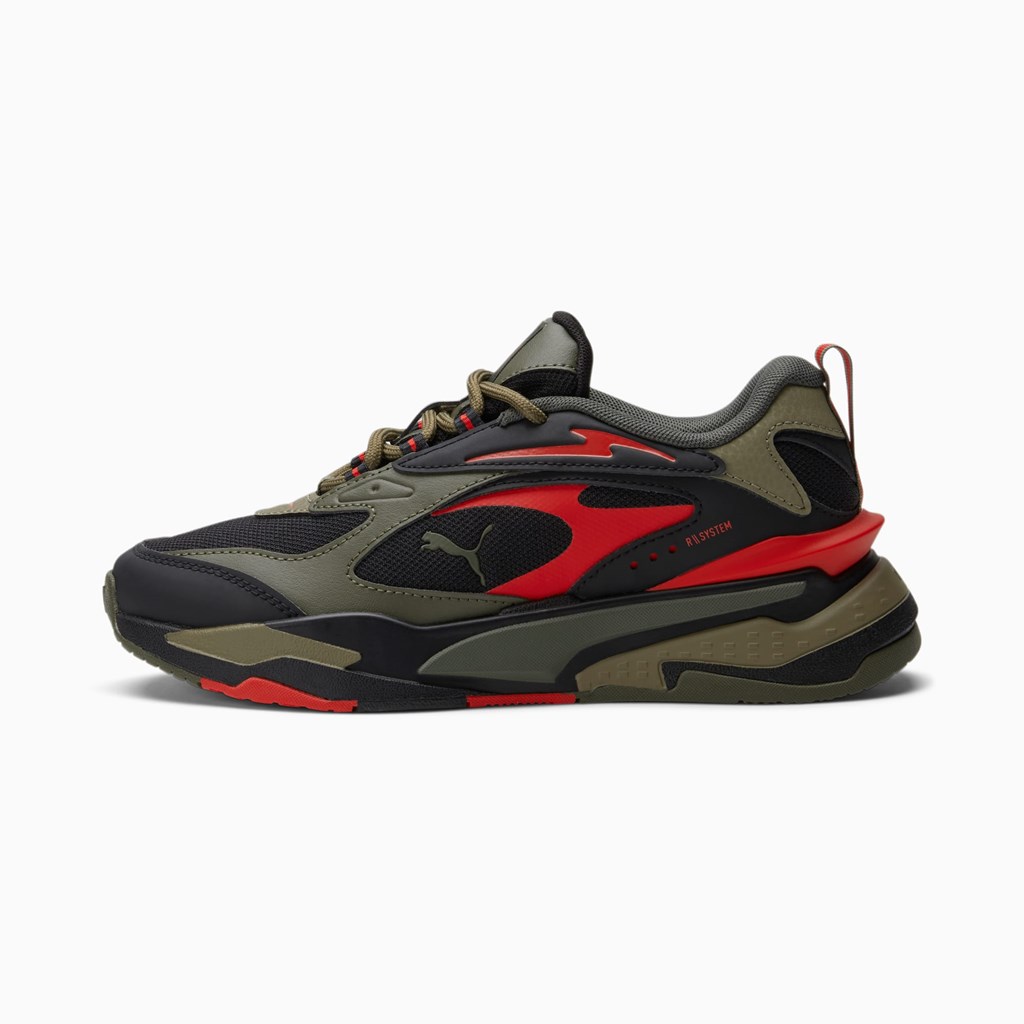 Black / Covert Green / High Risk Red Puma RS-Fast Tipoff JR Girls\' Sneakers | 1093JEXWC