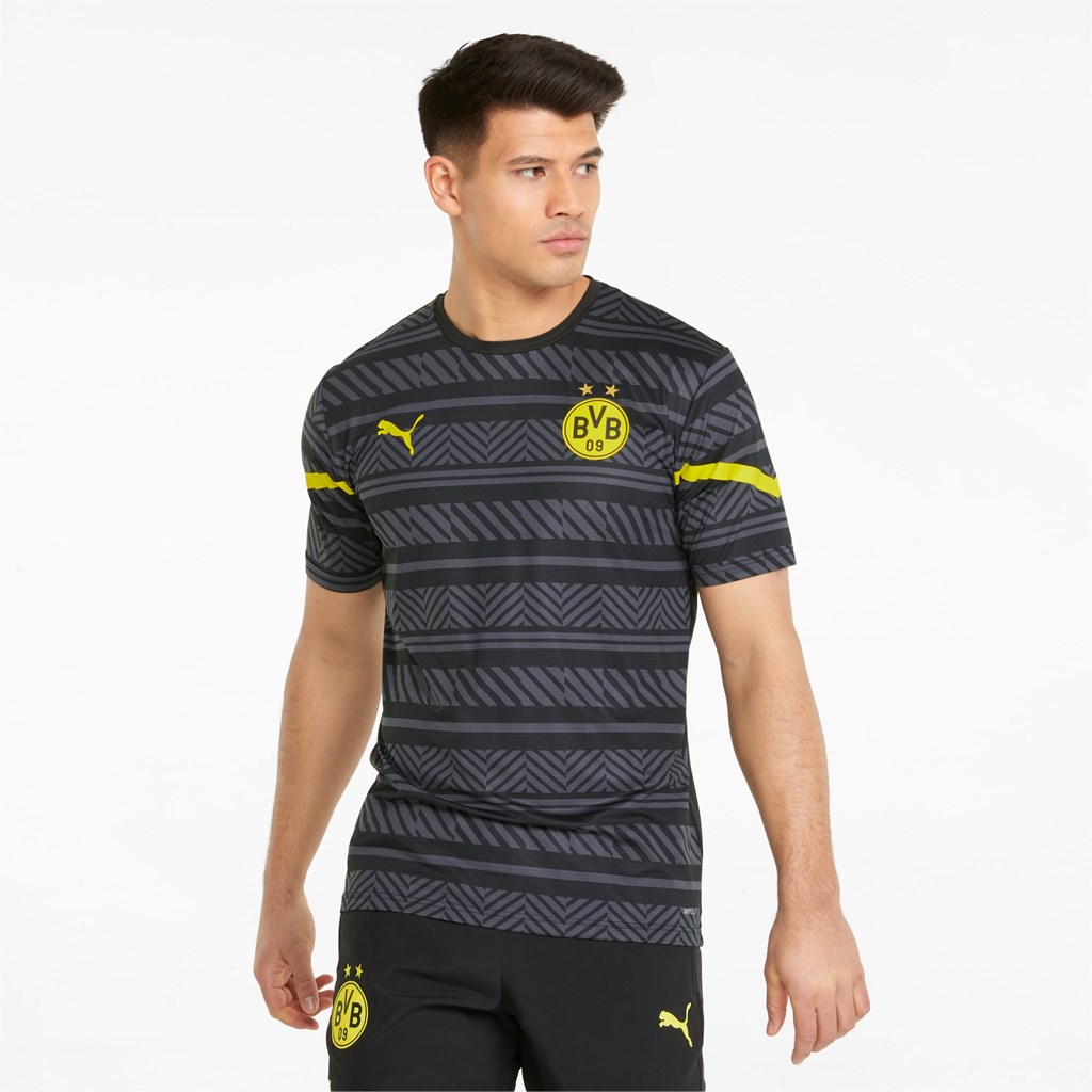 Black / Cyber Yellow Puma BVB Prematch Men\'s Jersey | 2504ZORTL