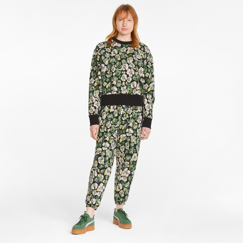 Black / Flower AOP Puma PUMA x LIBERTY Printed Crew Neck Women's Sweater | 0341ETHSU