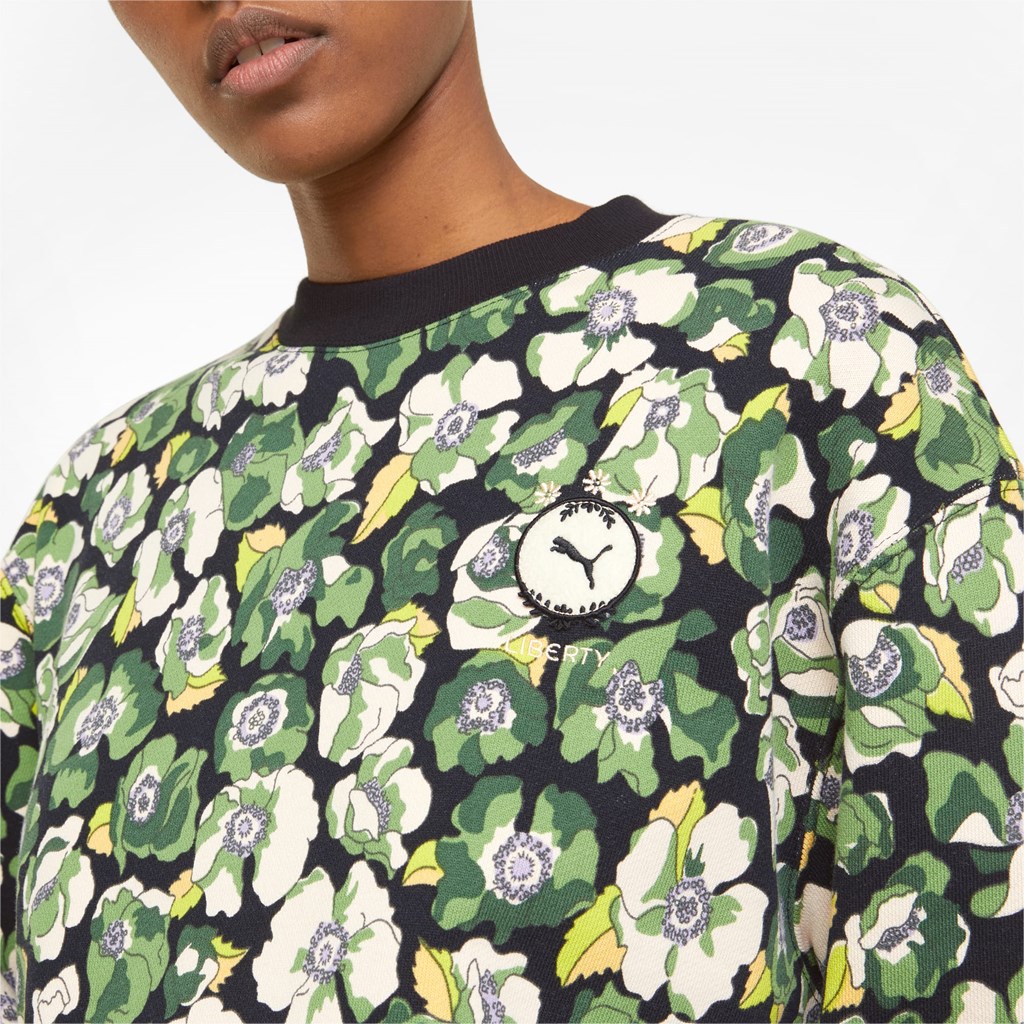 Black / Flower AOP Puma PUMA x LIBERTY Printed Crew Neck Women's Sweater | 0341ETHSU