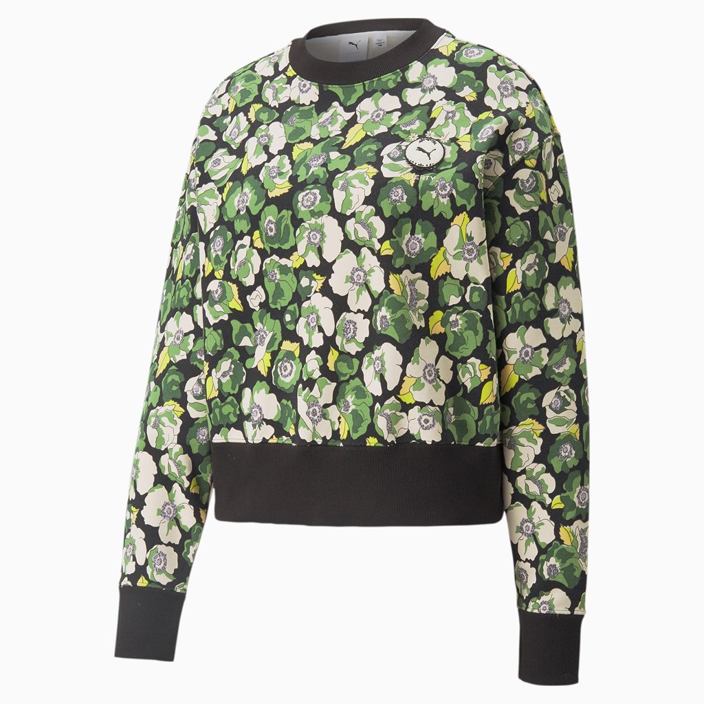 Black / Flower AOP Puma PUMA x LIBERTY Printed Crew Neck Women's Sweater | 0341ETHSU