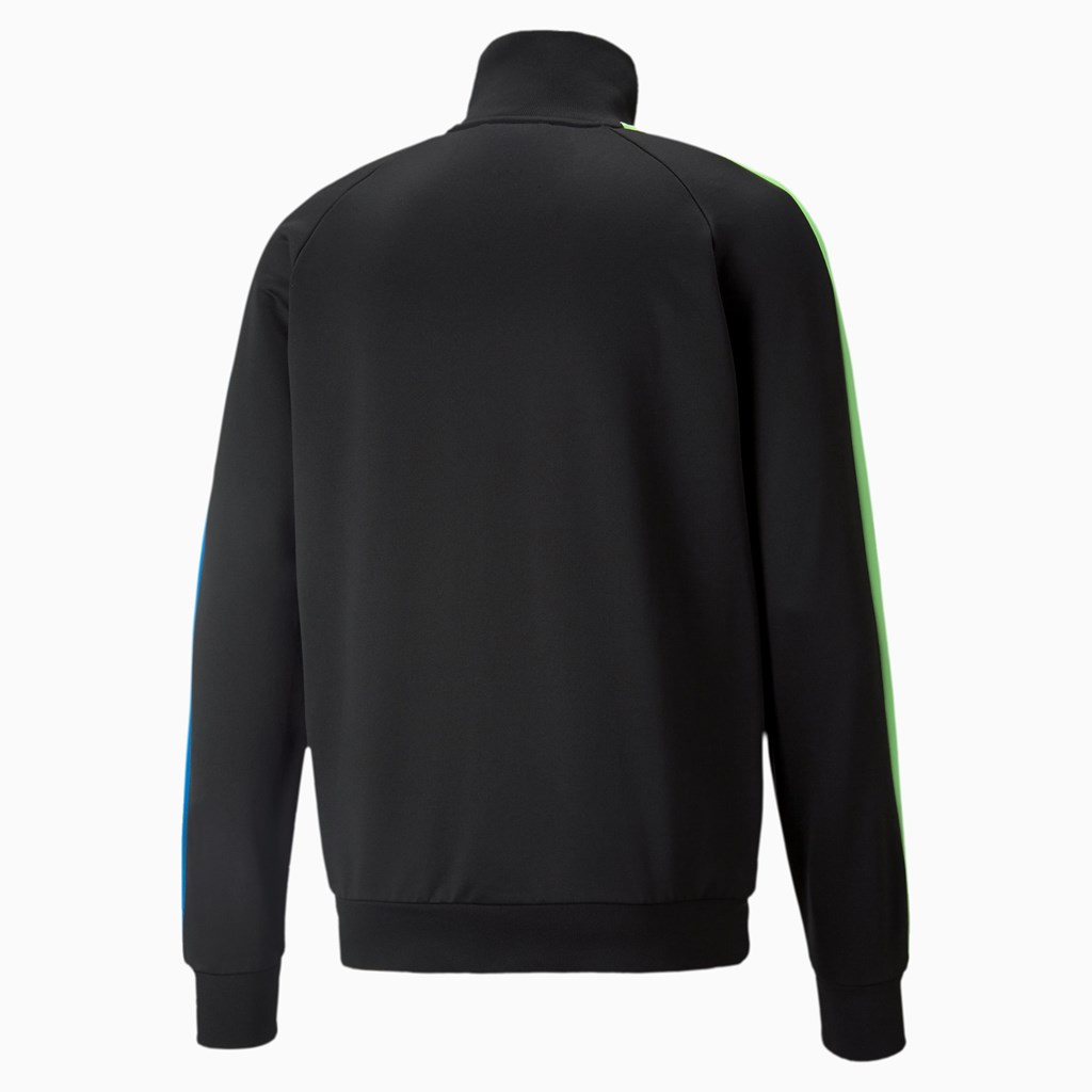 Black / Green / Blue Puma Iconic T7 Track Men's Jacket | 3190EBZCN