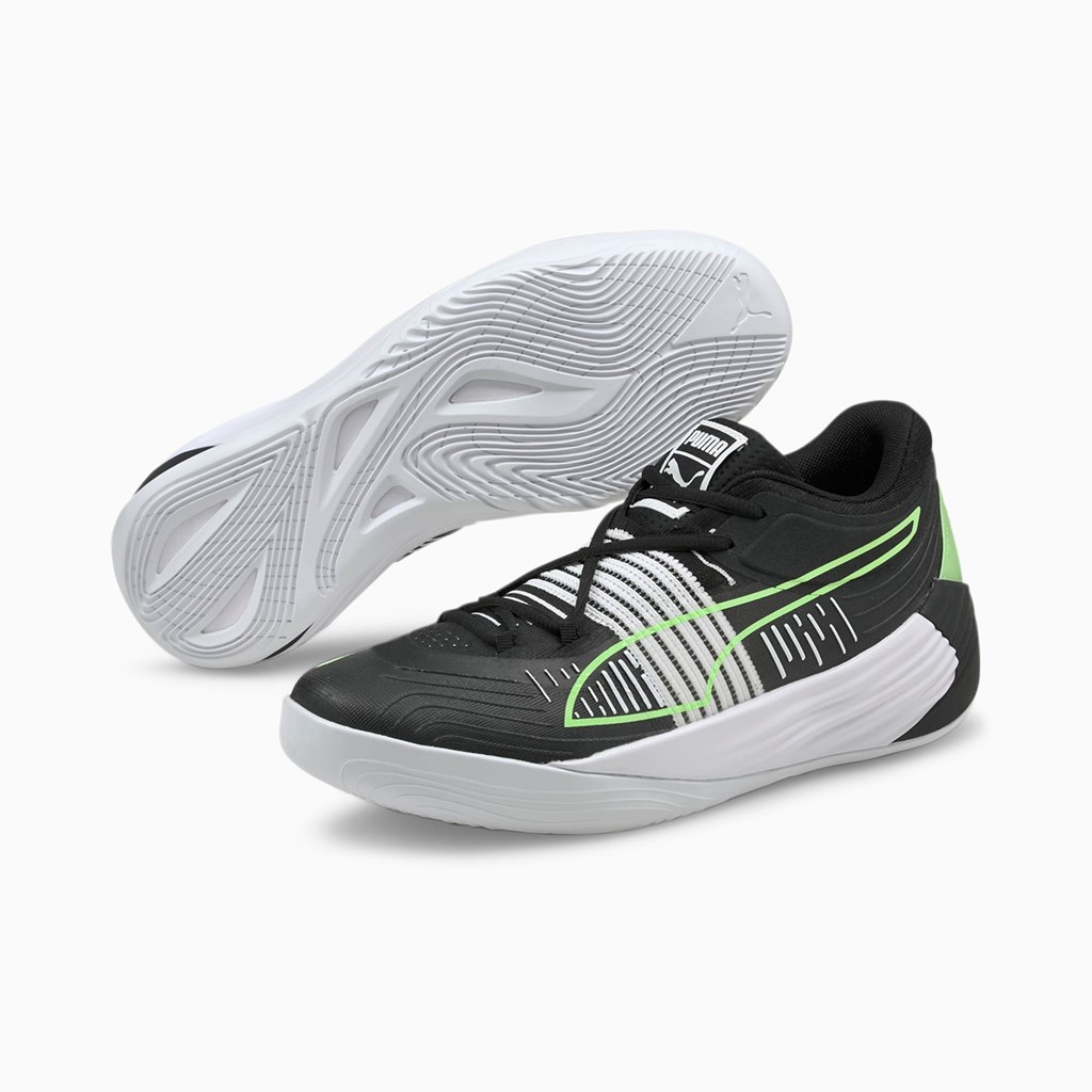 Black / Green Glare Puma Fusion Nitro Men's Basketball Shoes | 3658XQFBP