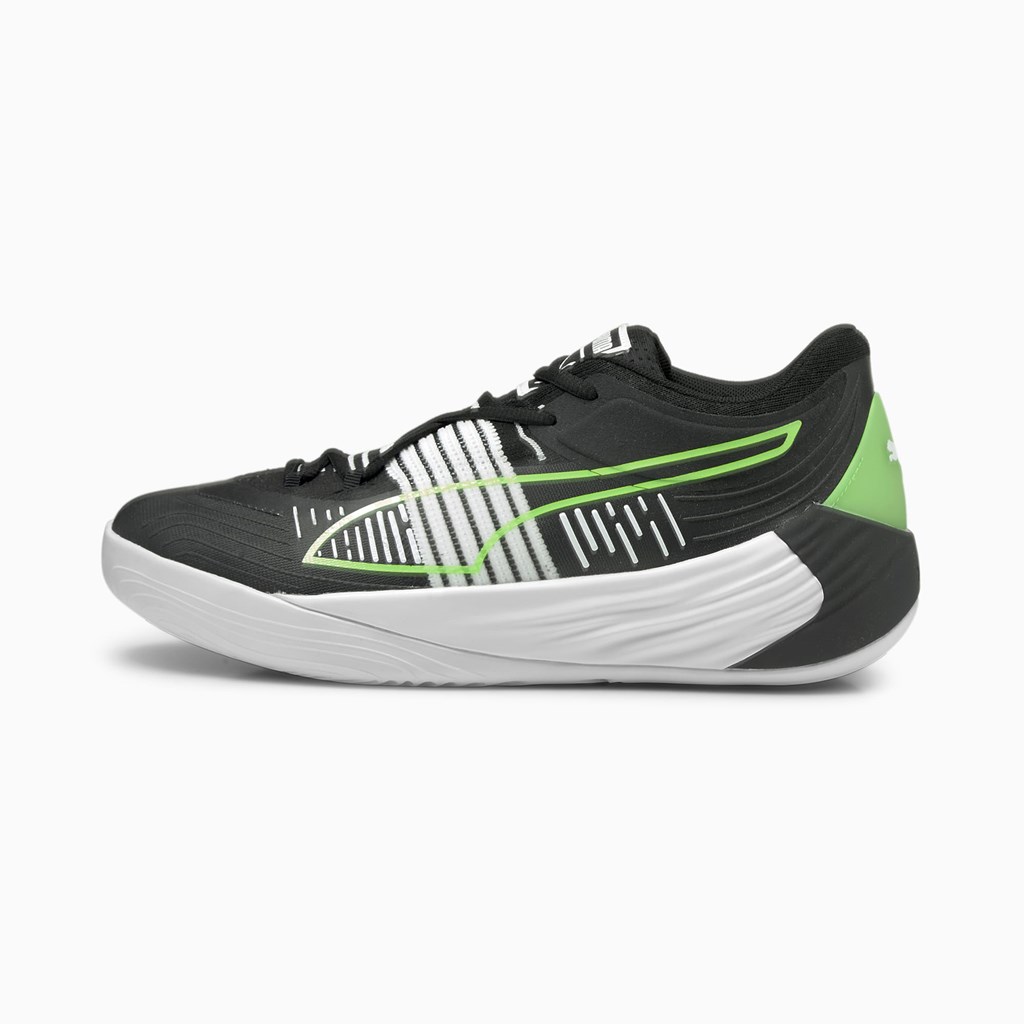 Black / Green Glare Puma Fusion Nitro Men\'s Basketball Shoes | 3658XQFBP