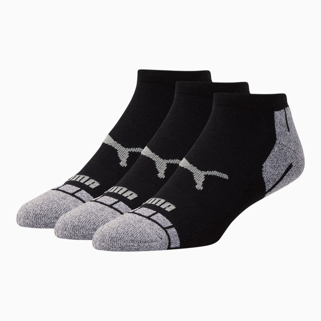 Black / Grey Puma Low Cut [3 Pack] Men\'s Socks | 5946UGSZN