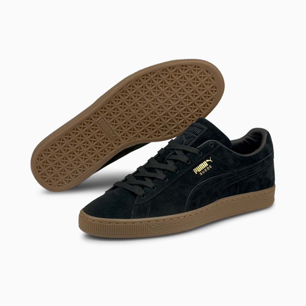 Black / Gum Puma Suede Gum Men's Sneakers | 9306SWIKG