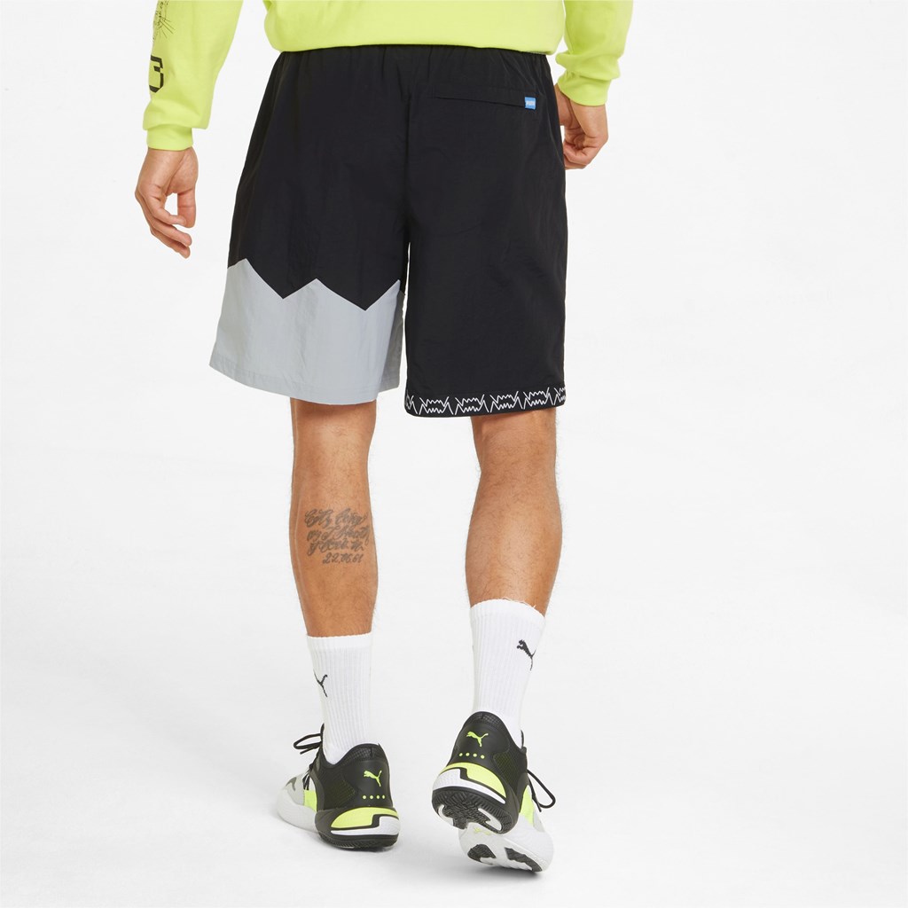 Black / Harbor Mist Puma Jaws Woven Basketball Men's Shorts | 1850KIXHJ