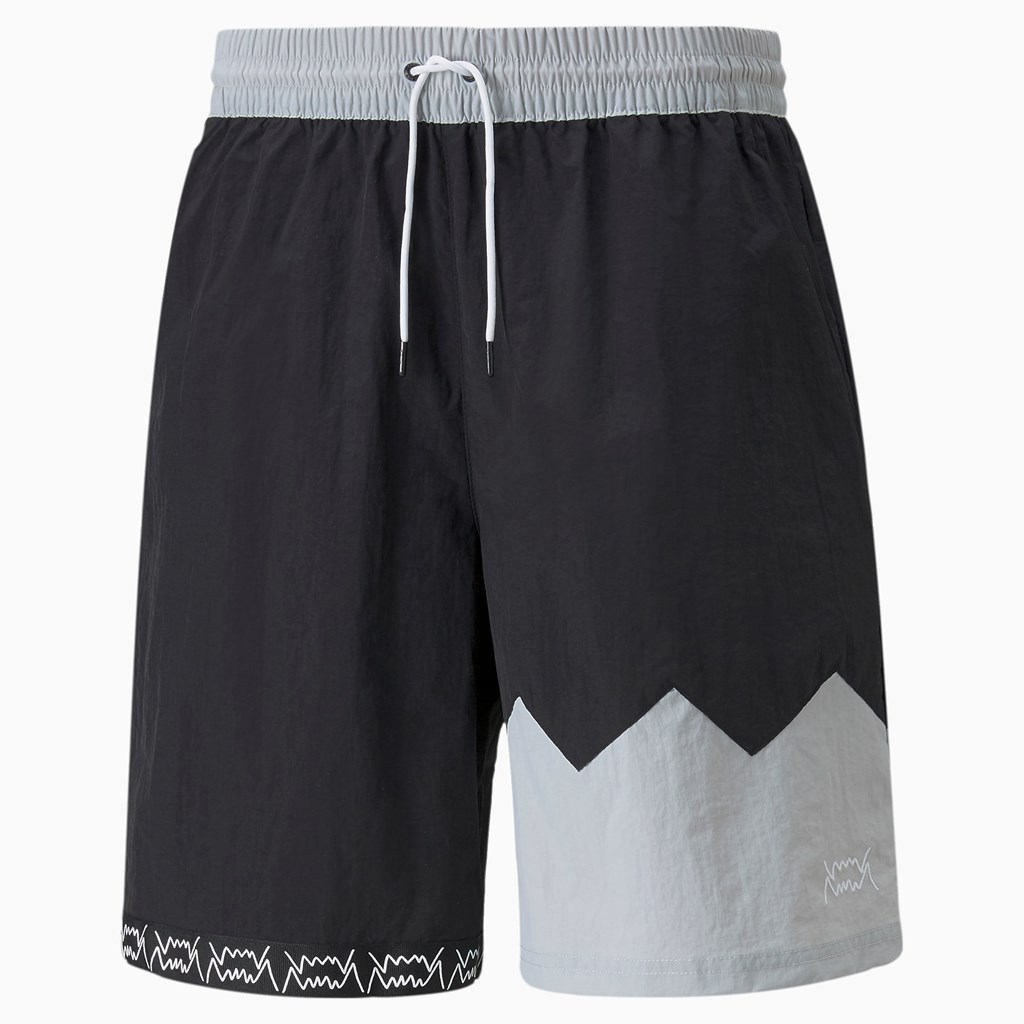 Black / Harbor Mist Puma Jaws Woven Basketball Men's Shorts | 1850KIXHJ