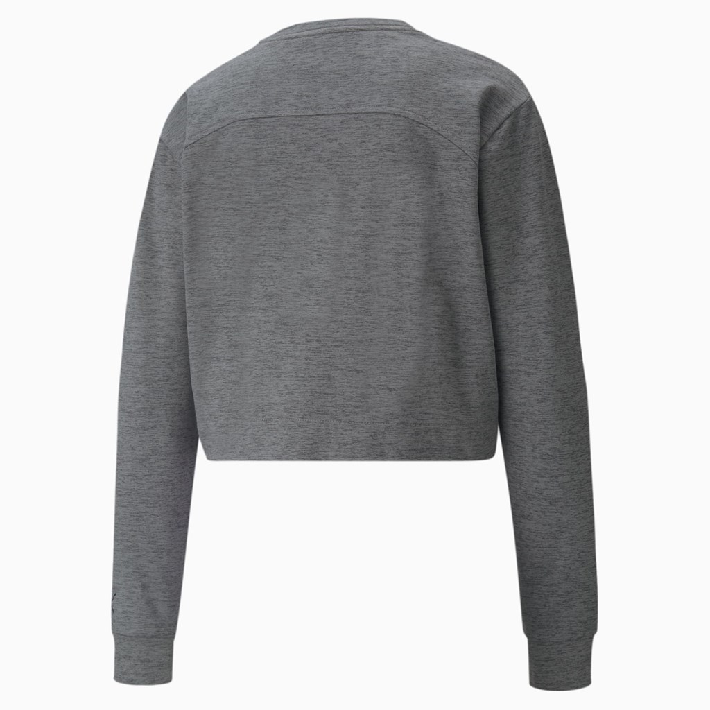 Black Heather Puma CLOUDSPUN Crew Neck Training Women's Sweatshirt | 8735GYTEA