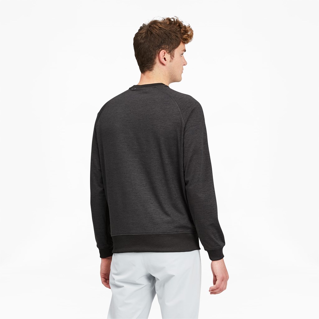 Black Heather Puma EGW CLOUDSPUN PM Golf Crewneck Men's Sweater | 3287HSXFT