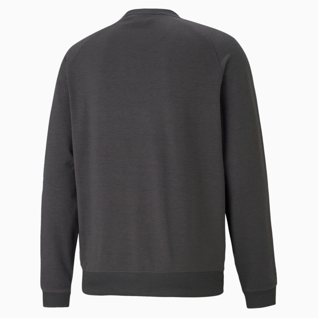 Black Heather Puma EGW CLOUDSPUN PM Golf Crewneck Men's Sweater | 3287HSXFT