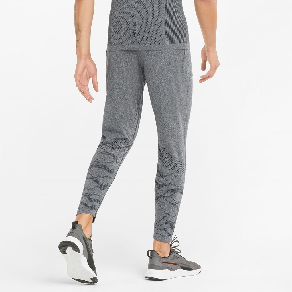 Black Heather Puma evoKNIT Training Men's Pants | 1270KQMAL