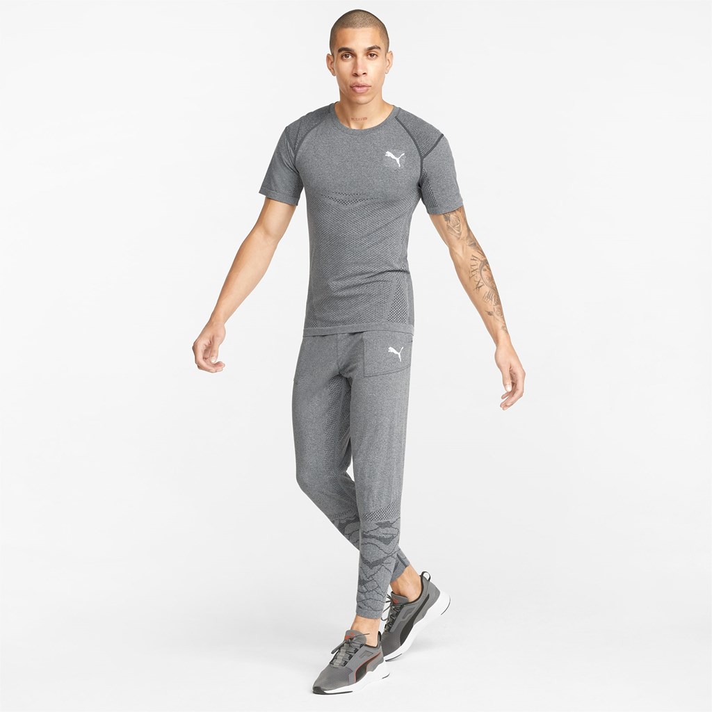 Black Heather Puma evoKNIT Training Men's Pants | 1270KQMAL