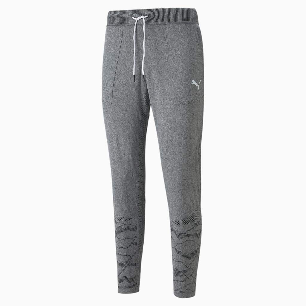 Black Heather Puma evoKNIT Training Men's Pants | 1270KQMAL