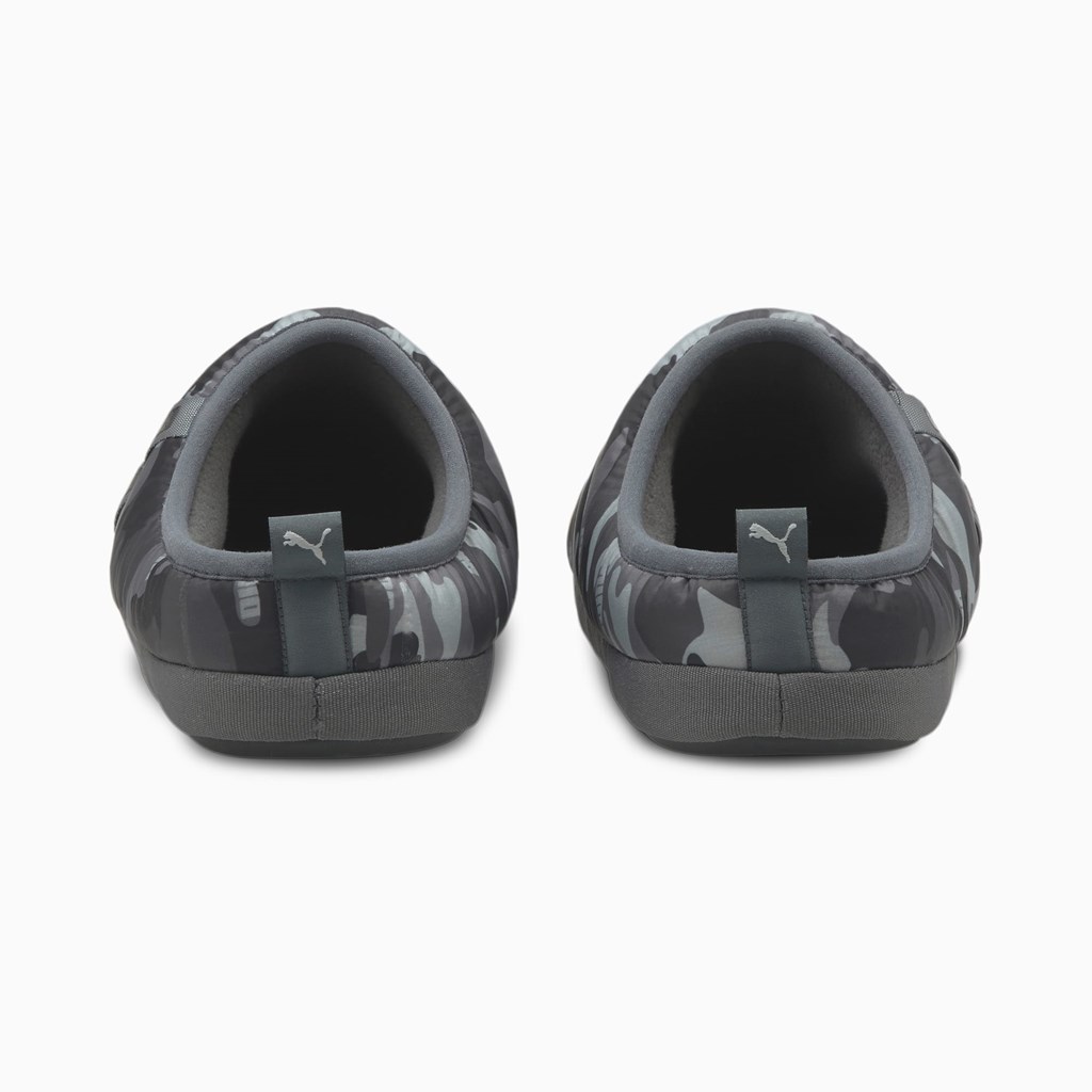 Black / High Rise / Castlerock Puma Scuff Camo Women's Slippers | 1578IBUNR